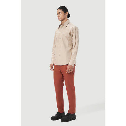 Genes Lecointe Hemant Regular Fit Button-Up Shirt with Gingko Thread Embroidery