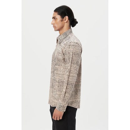 Genes Lecointe Hemant Regular Fit Button-Up Shirt In An All-Over Kantha Print