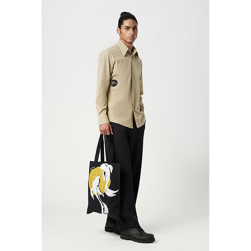 Genes Lecointe Hemant Regular Fit Button Up Shirt with Artistic Stamp Print