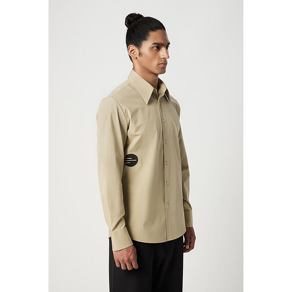 Genes Lecointe Hemant Regular Fit Button Up Shirt with Artistic Stamp Print