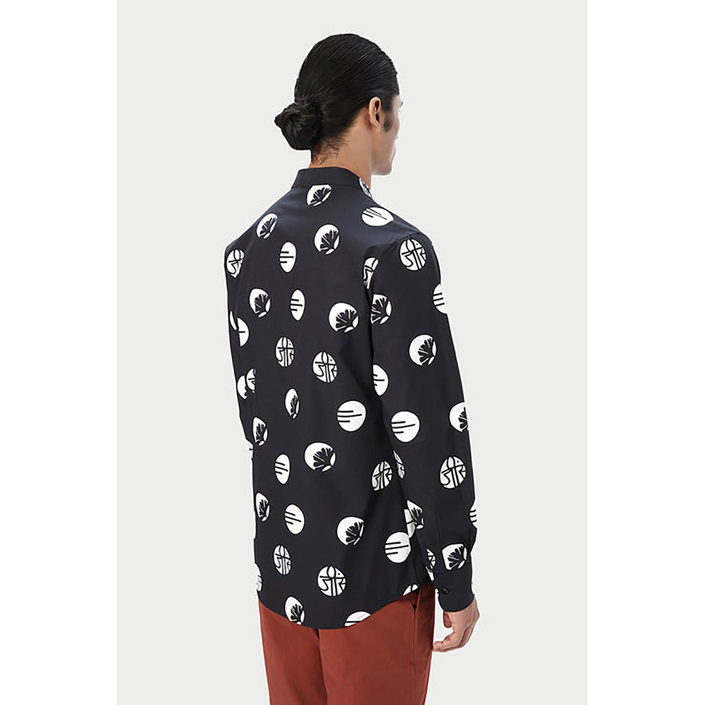 Genes Lecointe Hemant Easy Fit Button-Up Shirt with Band Collar