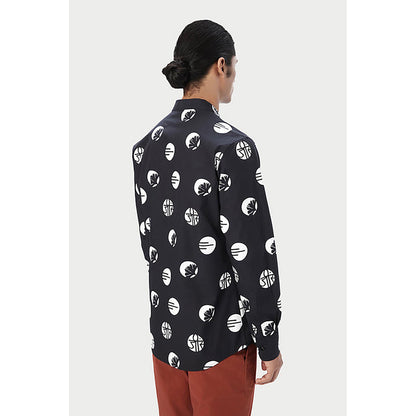 Genes Lecointe Hemant Easy Fit Button-Up Shirt with Band Collar
