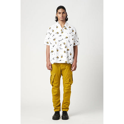Genes Lecointe Hemant Easy Fit Half Sleeve Shirt In An All-Over Fish Print
