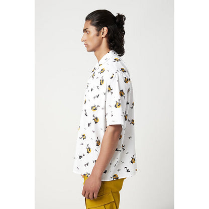 Genes Lecointe Hemant Easy Fit Half Sleeve Shirt In An All-Over Fish Print