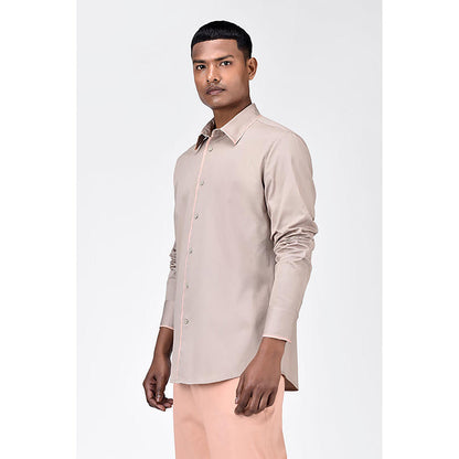 Genes Lecointe Hemant Regular Fit Button Up Shirt with Raw Edge Finish