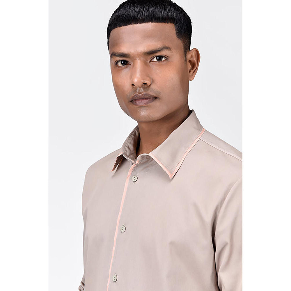 Genes Lecointe Hemant Regular Fit Button Up Shirt with Raw Edge Finish