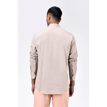 Genes Lecointe Hemant Regular Fit Button Up Shirt with Raw Edge Finish