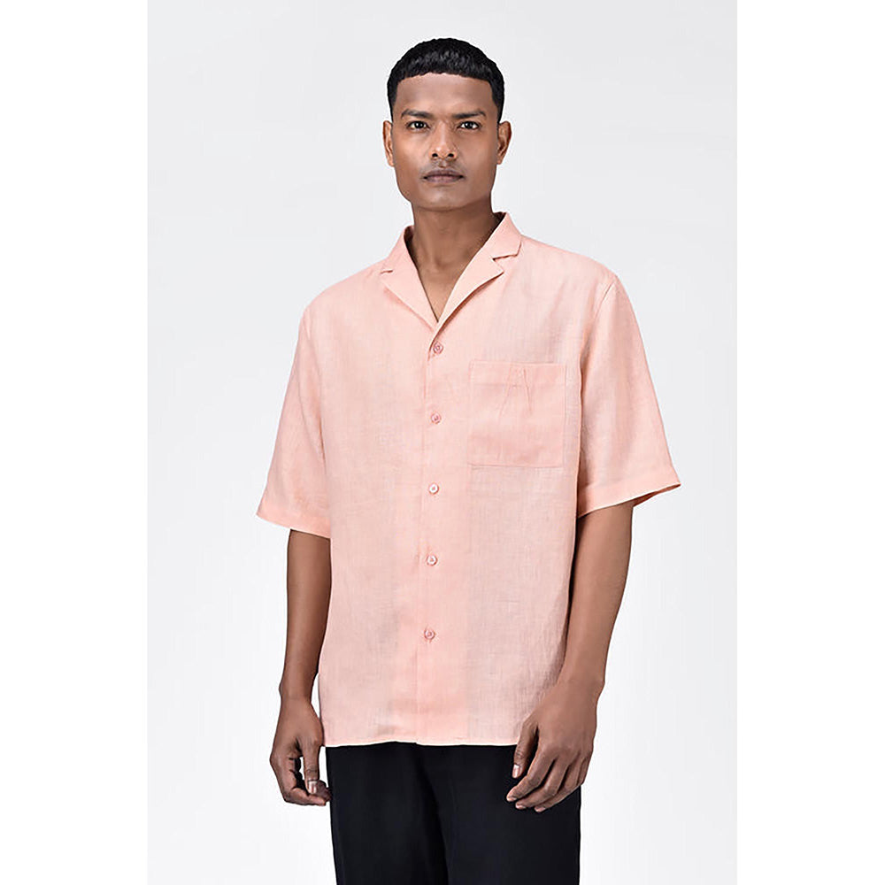 Genes Lecointe Hemant Linen Shirt with Half Sleeves and Signature Dart Detail