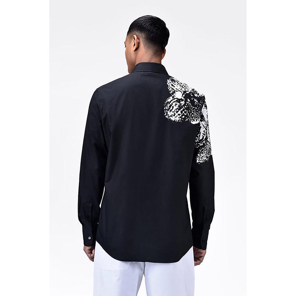 Genes Lecointe Hemant Regular Fit Cotton Poplin Shirt with Orchid Print