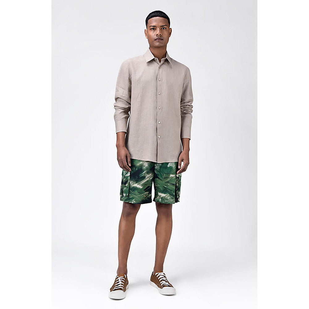 Genes Lecointe Hemant Sand Light Linen Regular Fit Button-Up Shirt