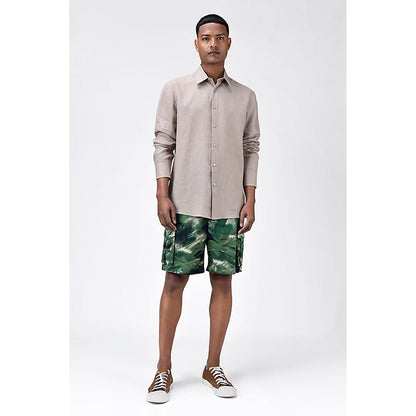 Genes Lecointe Hemant Sand Light Linen Regular Fit Button-Up Shirt