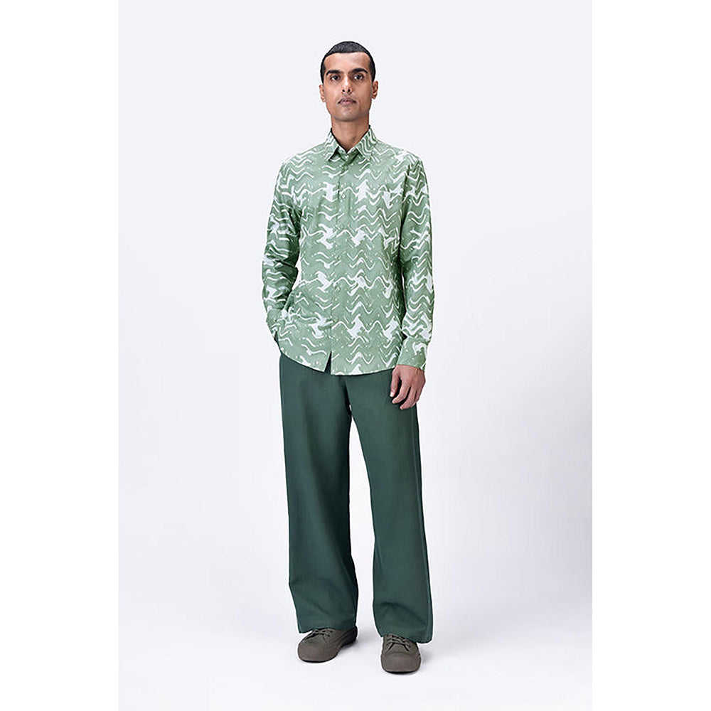 Genes Lecointe Hemant Regular Fit Button-Up Shirt with Solar Wave Check Print Taupe