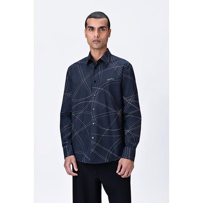 Genes Lecointe Hemant Black Giza Cotton Shirt With Dotted Aurora Print