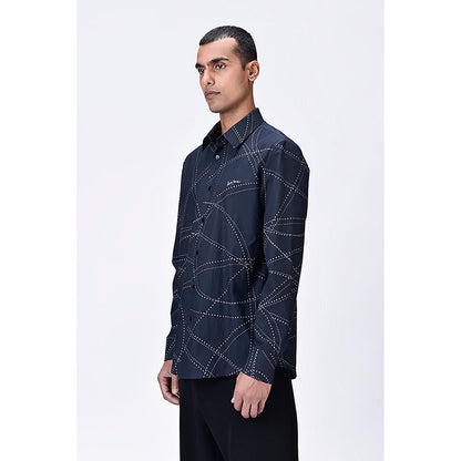 Genes Lecointe Hemant Black Giza Cotton Shirt With Dotted Aurora Print