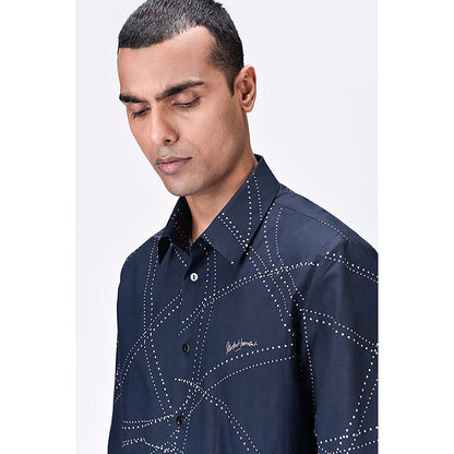 Genes Lecointe Hemant Black Giza Cotton Shirt With Dotted Aurora Print
