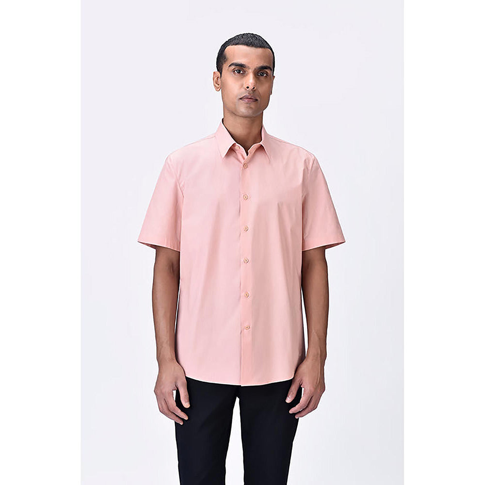 Genes Lecointe Hemant Melon Pink Giza Shirt With Uv Flower Sticker