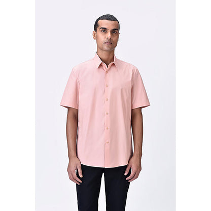 Genes Lecointe Hemant Melon Pink Giza Shirt With Uv Flower Sticker