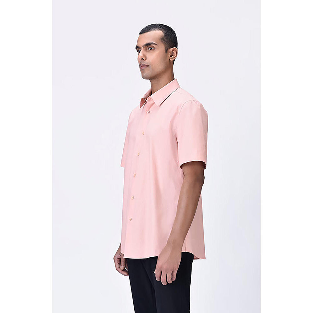 Genes Lecointe Hemant Melon Pink Giza Shirt With Uv Flower Sticker