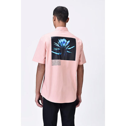 Genes Lecointe Hemant Melon Pink Giza Shirt With Uv Flower Sticker