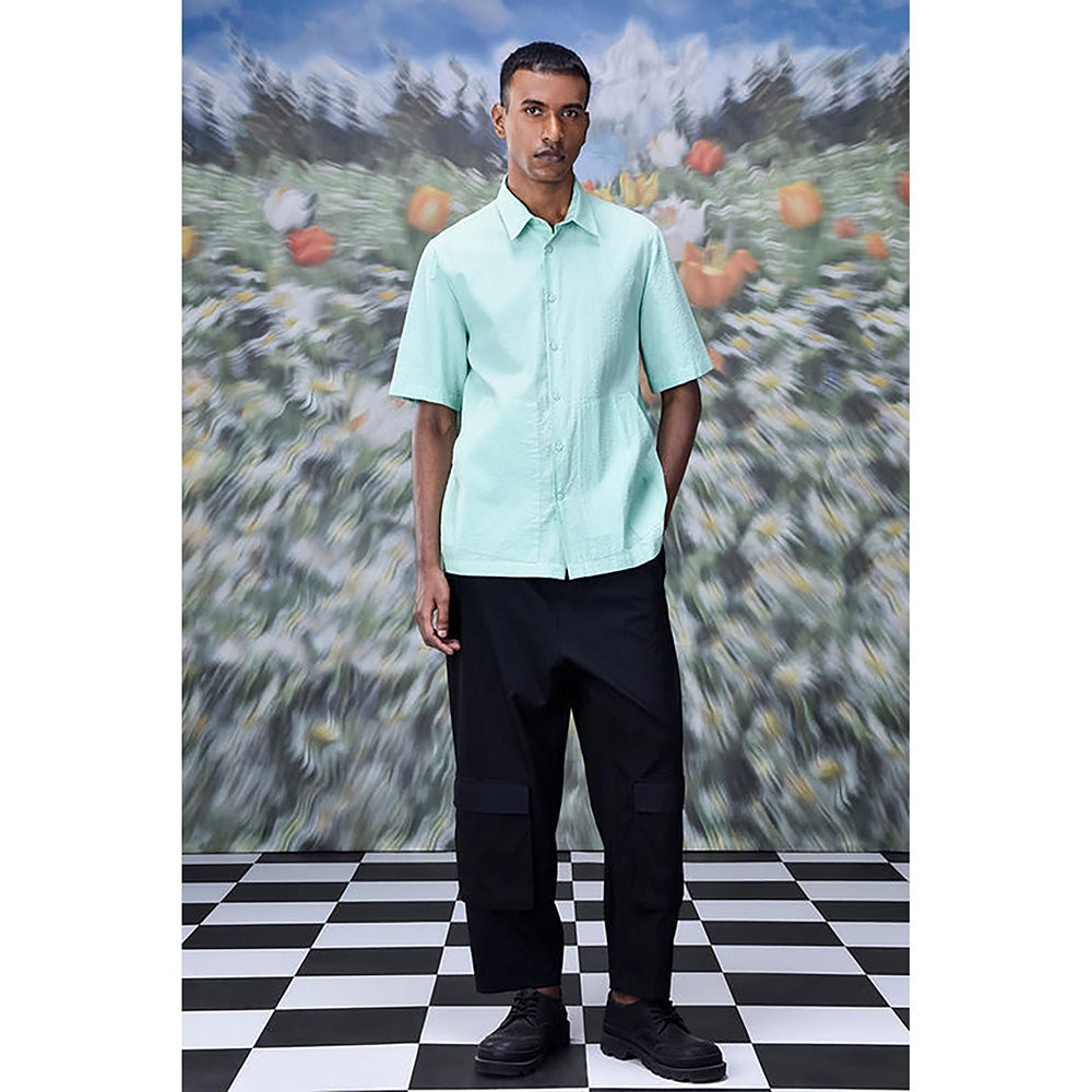 Genes Lecointe Hemant Solid Regular Fit Shirt- Nile Green