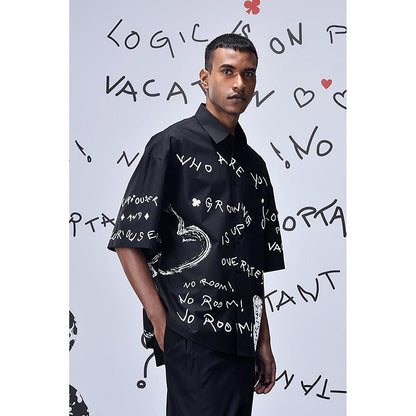 Genes Lecointe Hemant Scribble Oversized Shirt- Black