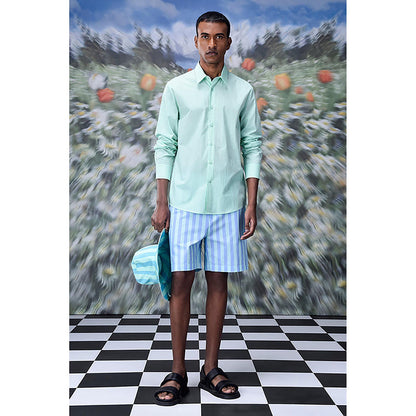 Genes Lecointe Hemant Malmal Formal Regular Fit Shirt- Nile Green