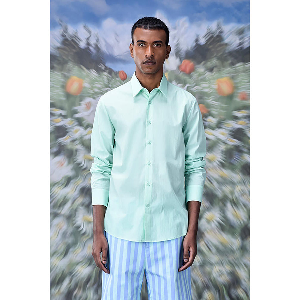 Genes Lecointe Hemant Malmal Formal Regular Fit Shirt- Nile Green