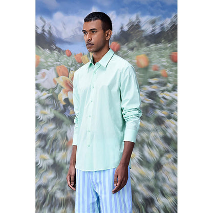 Genes Lecointe Hemant Malmal Formal Regular Fit Shirt- Nile Green