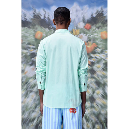 Genes Lecointe Hemant Malmal Formal Regular Fit Shirt- Nile Green