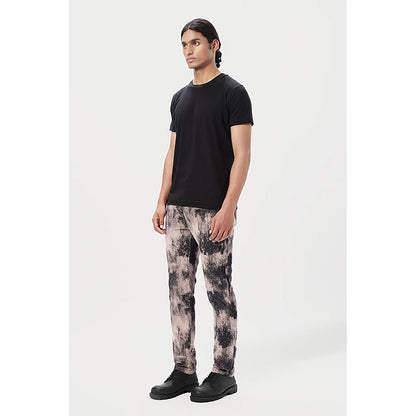Genes Lecointe Hemant Slim Fit Trousers With Textured Print Throughout