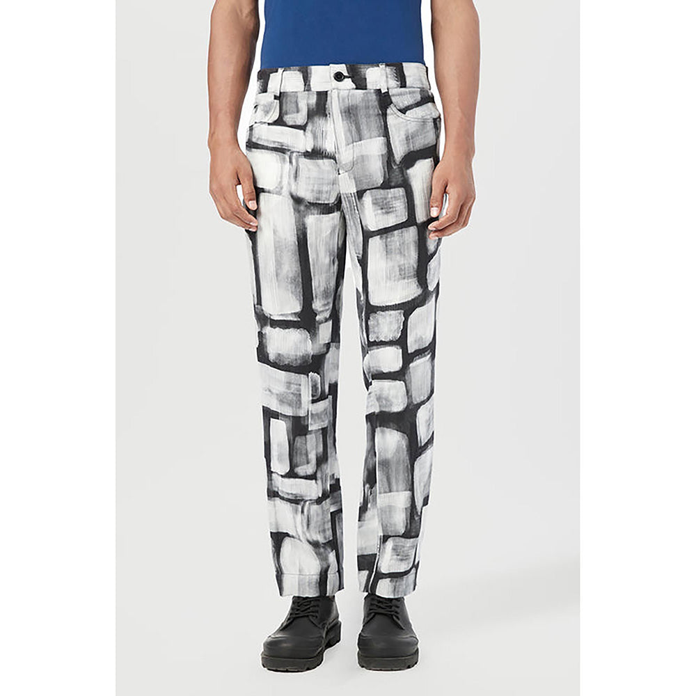 Genes Lecointe Hemant Regular Fit Trousers With All-Over Abstract Check Print