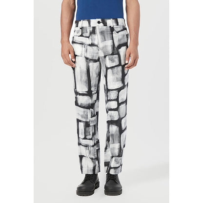 Genes Lecointe Hemant Regular Fit Trousers With All-Over Abstract Check Print