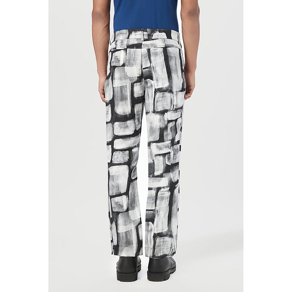 Genes Lecointe Hemant Regular Fit Trousers With All-Over Abstract Check Print