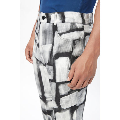 Genes Lecointe Hemant Regular Fit Trousers With All-Over Abstract Check Print