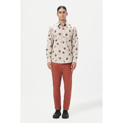 Genes Lecointe Hemant Regular Fit Trousers With Back Bone Pocket
