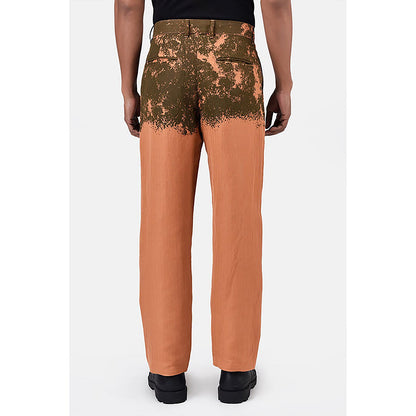 Genes Lecointe Hemant Regular Fit Linen Herringbone Trouser With Canopy Print