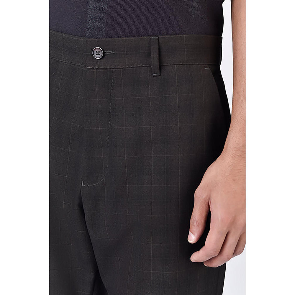 Genes Lecointe Hemant Slim Fit Poly Wool Trousers With Back Bone Pocket