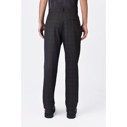 Genes Lecointe Hemant Slim Fit Poly Wool Trousers With Back Bone Pocket