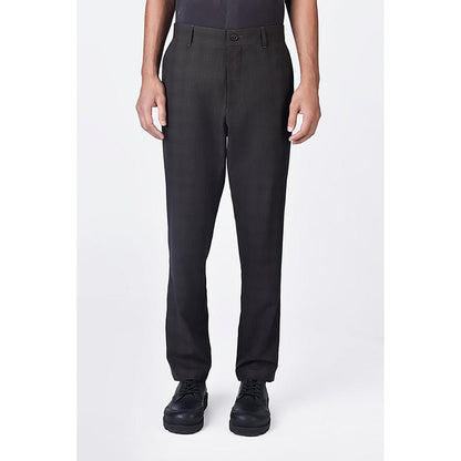 Genes Lecointe Hemant Slim Fit Poly Wool Trousers With Back Bone Pocket