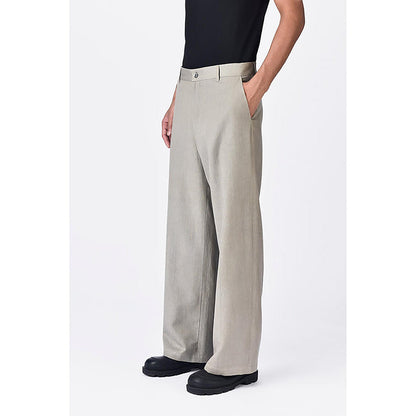 Genes Lecointe Hemant Taupe Linen Herringbone Flared Trousers