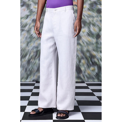 Genes Lecointe Hemant Pearl Grey Linen Trousers