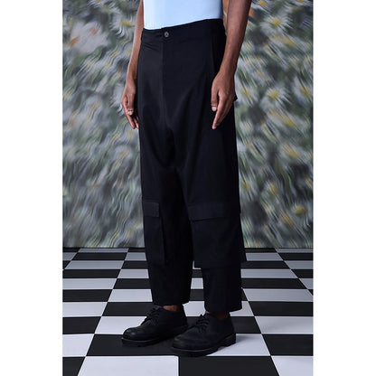 Genes Lecointe Hemant Utility Relax Fit Trousers - Black