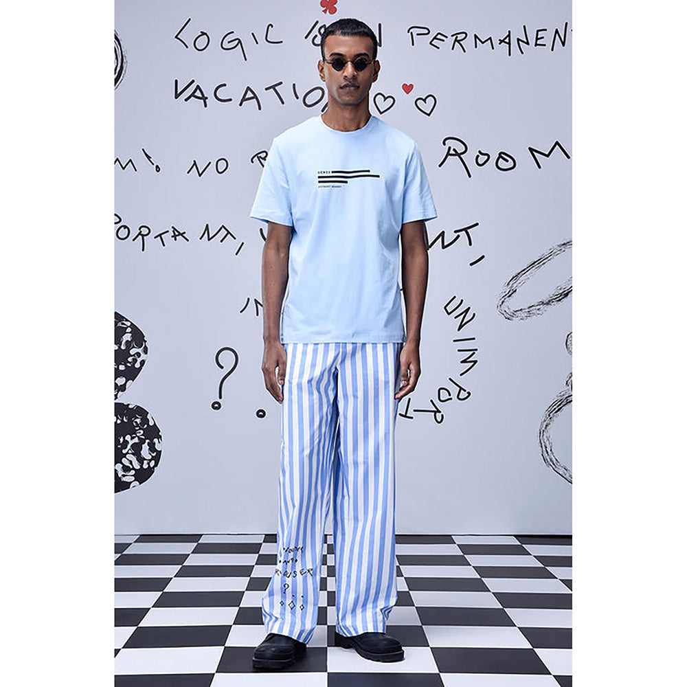 Genes Lecointe Hemant Chess Board Striped Relaxed Fit Trousers