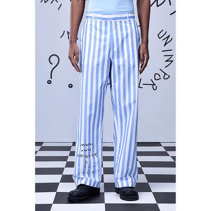 Genes Lecointe Hemant Chess Board Striped Relaxed Fit Trousers