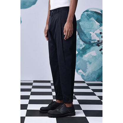 Genes Lecointe Hemant Cotton Twill Carrot Fit Pants- Black