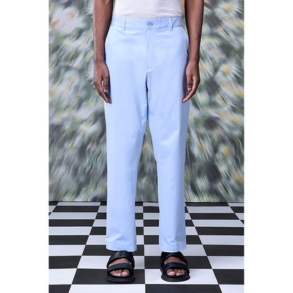 Genes Lecointe Hemant Cotton Twill Regular Fit Pants- Blue