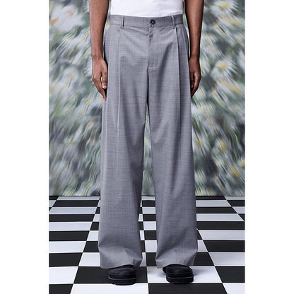 Genes Lecointe Hemant Poly-Wool Relax Fit Trousers- Pearl Grey