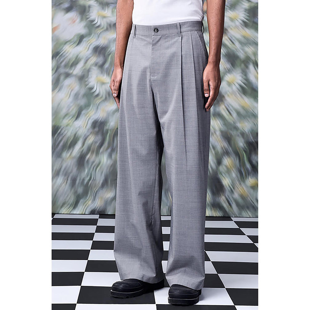 Genes Lecointe Hemant Poly-Wool Relax Fit Trousers- Pearl Grey
