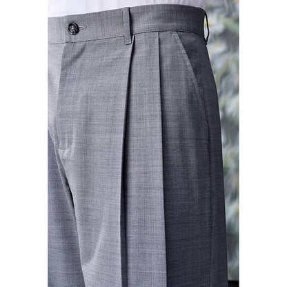 Genes Lecointe Hemant Poly-Wool Relax Fit Trousers- Pearl Grey