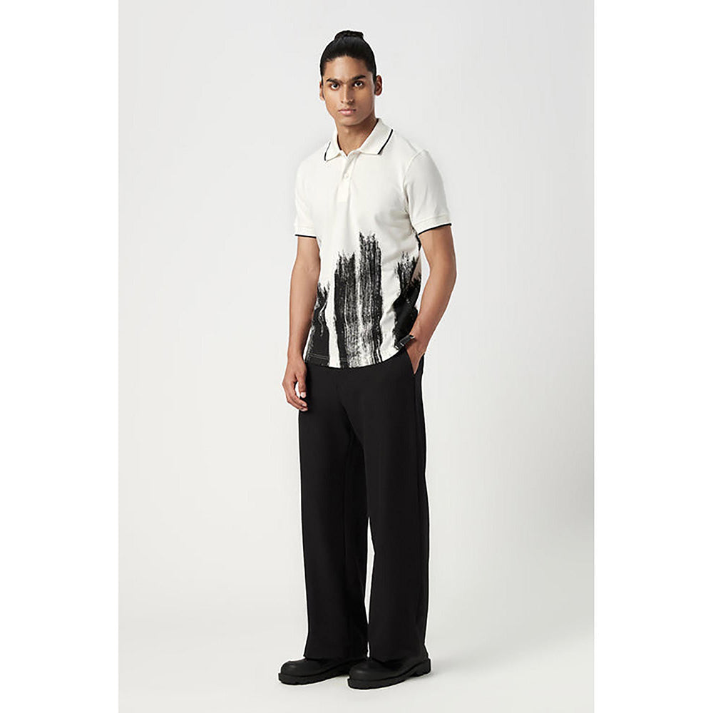 Genes Lecointe Hemant Regular Fit Polo T-Shirt With Brush Stroke Print Placement